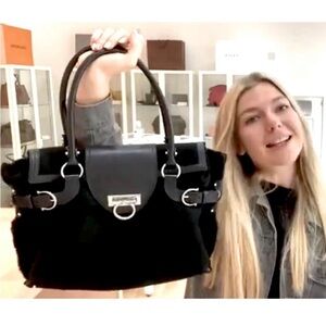 Salvatore Ferragamo Rare Sofia Lamb Shearling & Leather Gancini